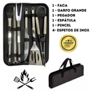 Kit Churrasco Luxo 9 Peças Inox Profissional Com Maleta
