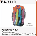 Kit 4 Facas Coloridas Aço Inoxidável