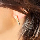 Brinco com 3 Cristais Retangulares e Zircônias Banhado a Ouro 18k