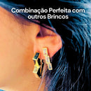Brinco com 3 Cristais Retangulares e Zircônias Banhado a Ouro 18k