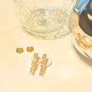 Brinco com 3 Cristais Retangulares e Zircônias Banhado a Ouro 18k