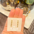 Brinco com 3 Cristais Retangulares e Zircônias Banhado a Ouro 18k