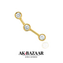 Brinco 3 Pontos De Luz Com Zircônica Branca Banhado A Ouro 18k