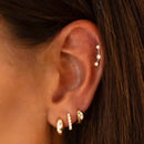 Brinco 3 Pontos De Luz Com Zircônica Branca Banhado A Ouro 18k