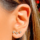 Brinco 3 Pontos De Luz Com Zircônica Branca Banhado A Ouro 18k