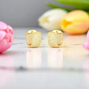 Brinco Argola Retangular Cravejado De Zircônias Banhado A Ouro 18k