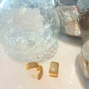 Brinco Argola Retangular Cravejado De Zircônias Banhado A Ouro 18k