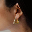 Brinco Argola Triangular Cravejado com Zircônias Brancas Banhado a Ouro 18k ou Ródio