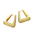 Brinco Argola Triangular Cravejado com Zircônias Brancas Banhado a Ouro 18k ou Ródio