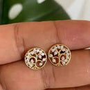 Brinco Árvore da Vida Cravejada com Zircônias SemiJoia Banhada a Ouro 18k