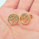 Brinco Árvore da Vida Cravejada com Zircônias SemiJoia Banhada a Ouro 18k