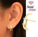 Brinco Ear Hook com Cristal Retangular Banhado a Ouro 18k