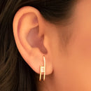 Brinco Ear Hook com Cristal Retangular Banhado a Ouro 18k