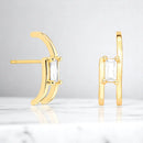 Brinco Ear Hook com Cristal Retangular Banhado a Ouro 18k