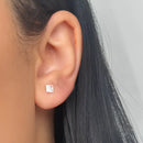 Brinco Ponto de Luz de Prata 925 Zircônia Quadrada 3mm