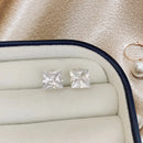 Brinco Ponto de Luz de Prata 925 Zircônia Quadrada 3mm