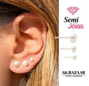 Brinco Trio Pérolas Semijoia Banhada a Ouro 18K