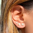 Brinco Trio Pérolas Semijoia Banhada a Ouro 18K