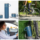 Kit Garrafa Térmica 500ML de Aço Inoxidável com 3 Xícaras