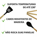 Jogo de Utensílios de Cozinha 12 Peças - Silicone e Cabo de Madeira