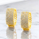 Brinco Argola Colmeia Cravejado De Zircônias Banhado A Ouro 18k