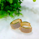 Brinco Argola Colmeia Cravejado De Zircônias Banhado A Ouro 18k