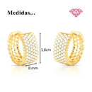 Brinco Argola Colmeia Cravejado De Zircônias Banhado A Ouro 18k