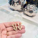 Brinco Argola Raio com 3 Zircônias Brancas Semijoia Banhada a ouro 18k