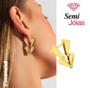 Brinco Argola Raio com 3 Zircônias Brancas Semijoia Banhada a ouro 18k