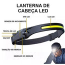 Farol Lanterna de Cabeça com Led Recarregável e Sensor de Movimento