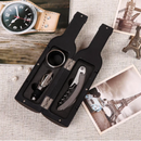 Kit Luxo Abridor e Acessórios para Vinho em Estojo Formato de Garrafa