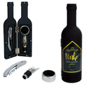 Kit Luxo Abridor e Acessórios para Vinho em Estojo Formato de Garrafa