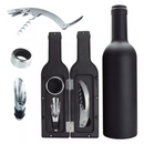 Kit Luxo Abridor e Acessórios para Vinho em Estojo Formato de Garrafa